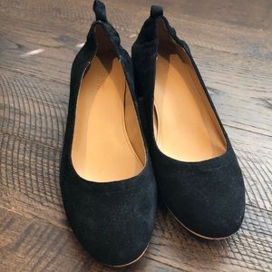 J Crew black suede block heel